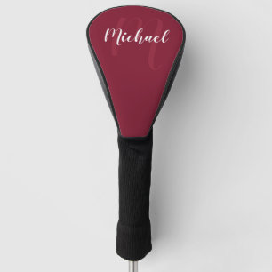 Modern Personalized Monogram and Name Burgundy Red Golf Head Cover