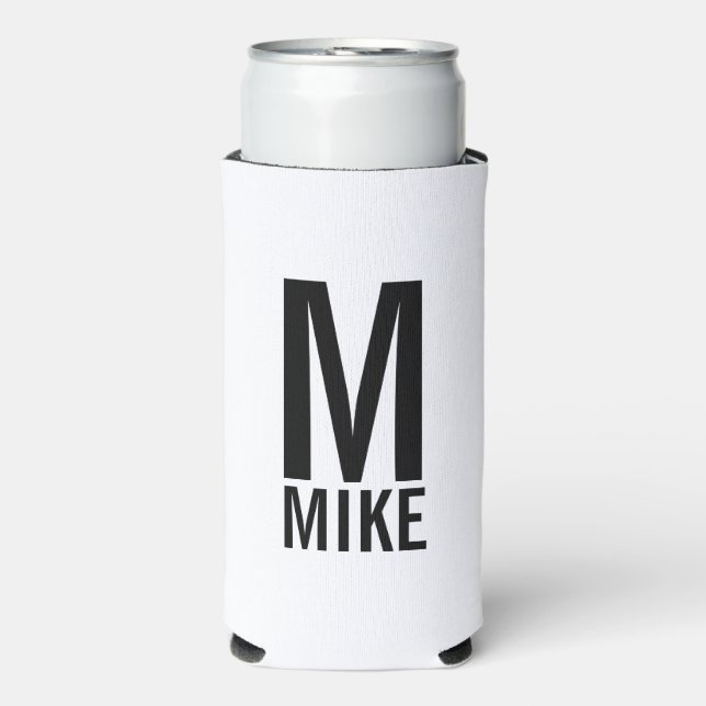 Modern Personalized Monogram and Name Can Cooler (Seltzer Front)