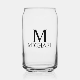Modern Personalized Monogram and Name Can Glass