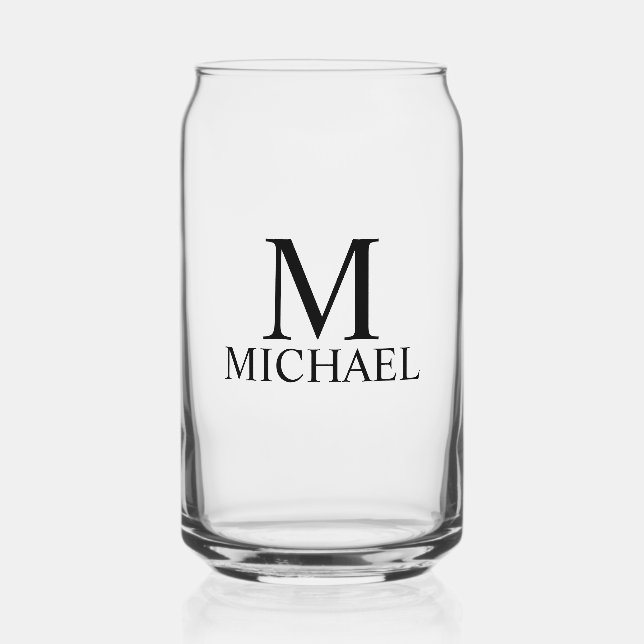 Modern Personalized Monogram and Name Can Glass (Front)