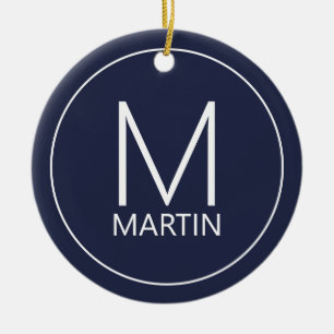 Modern Personalized Monogram and Name Ceramic Orna Ornament