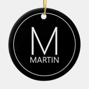 Modern Personalized Monogram and Name Ceramic Ornament