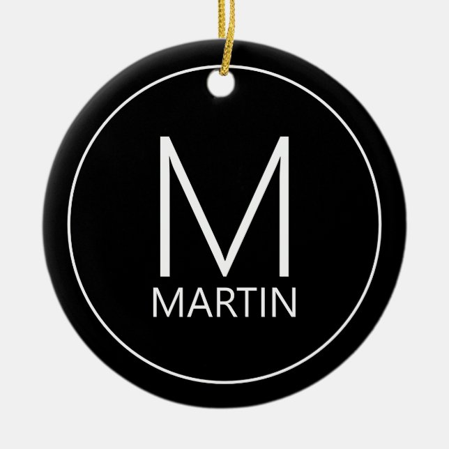 Modern Personalized Monogram and Name Ceramic Ornament (Front)