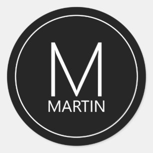 Modern Personalized Monogram and Name Classic Roun Classic Round Sticker