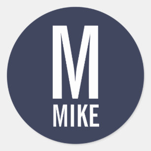 Modern Personalized Monogram and Name Classic Round Sticker