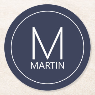 Modern Personalized Monogram and Name Coaster