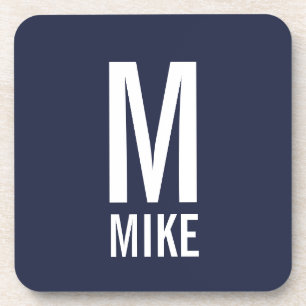 Modern Personalized Monogram and Name Coaster