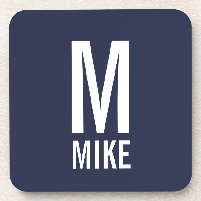 Modern Personalized Monogram and Name Coaster (Front)
