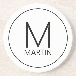 Modern Personalized Monogram and Name Coaster