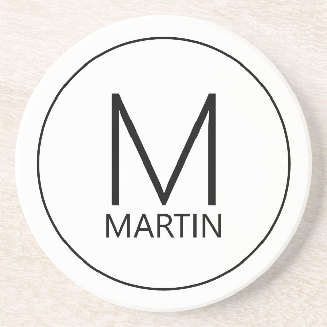 Modern Personalized Monogram and Name Coaster (Front)