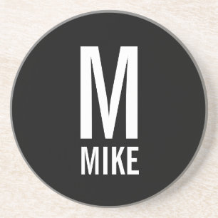 Modern Personalized Monogram and Name Coaster