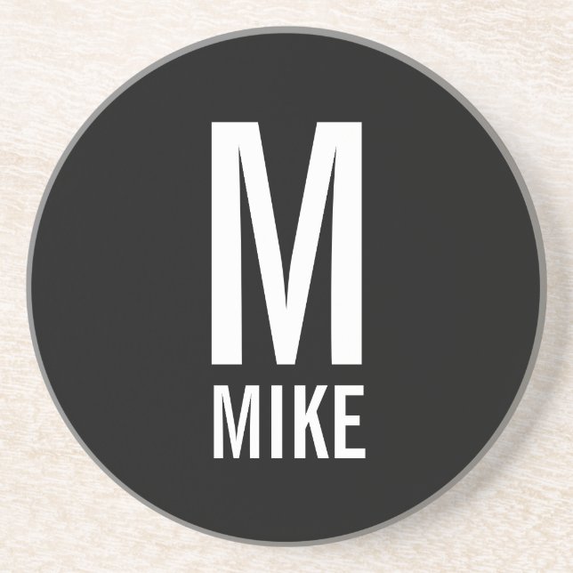 Modern Personalized Monogram and Name Coaster (Front)