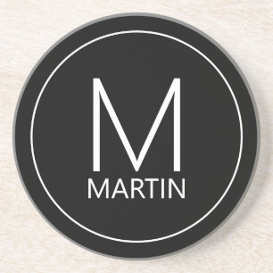Modern Personalized Monogram and Name Coaster