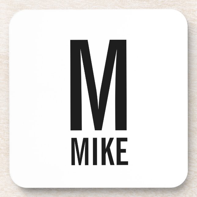 Modern Personalized Monogram and Name Coaster (Front)