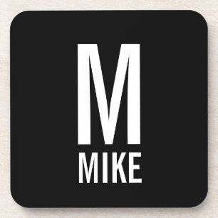 Modern Personalized Monogram and Name Coaster