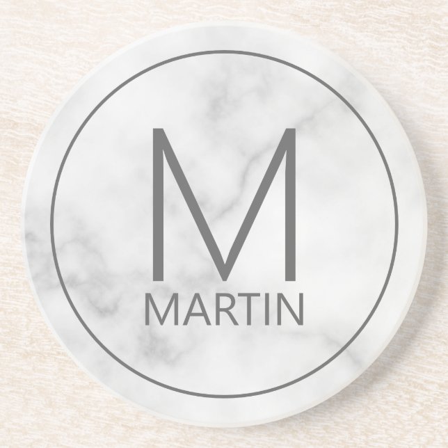 Modern Personalized Monogram and Name Coaster (Front)