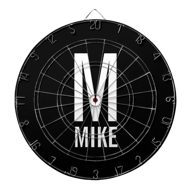 Modern Personalized Monogram and Name Dartboard (Front)