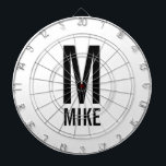 Modern Personalized Monogram and Name Dartboard<br><div class="desc">Modern Black and White Bold Monogram Design featuring personalized monogram and name in modern bold sans serif font style.

Unique gift for dad,  husband,  grandparents and more.
Also perfect as modern loft/minimalist home decor accessories,  birthday gift,  holiday gift,  family reunion gift,  housewarming gift and gift for any special occasions.</div>