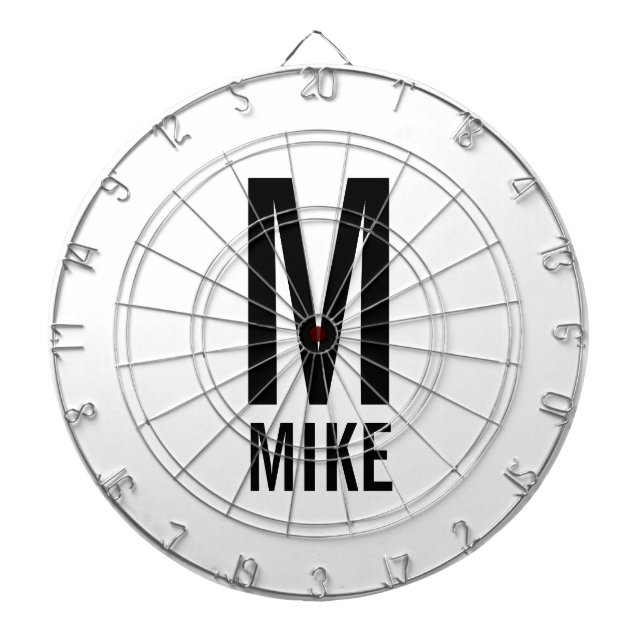 Modern Personalized Monogram and Name Dartboard (Front)
