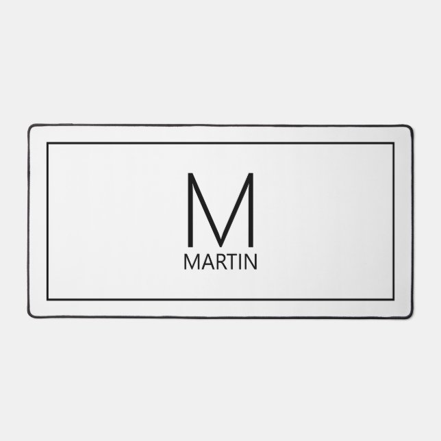 Modern Personalized Monogram and Name Desk Mat (Front)
