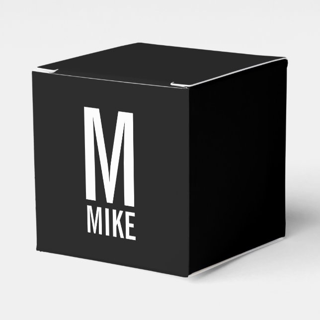 Modern Personalized Monogram and Name Favor Box (Front Side)