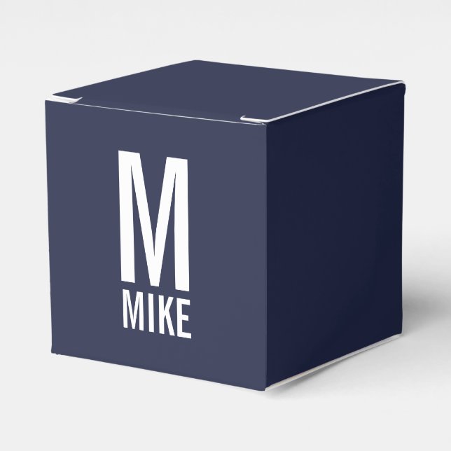 Modern Personalized Monogram and Name Favor Box (Front Side)