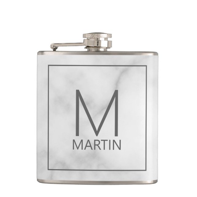Modern Personalized Monogram and Name Flask (Front)
