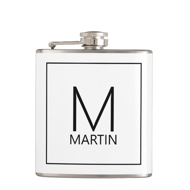 Modern Personalized Monogram and Name Flask (Front)