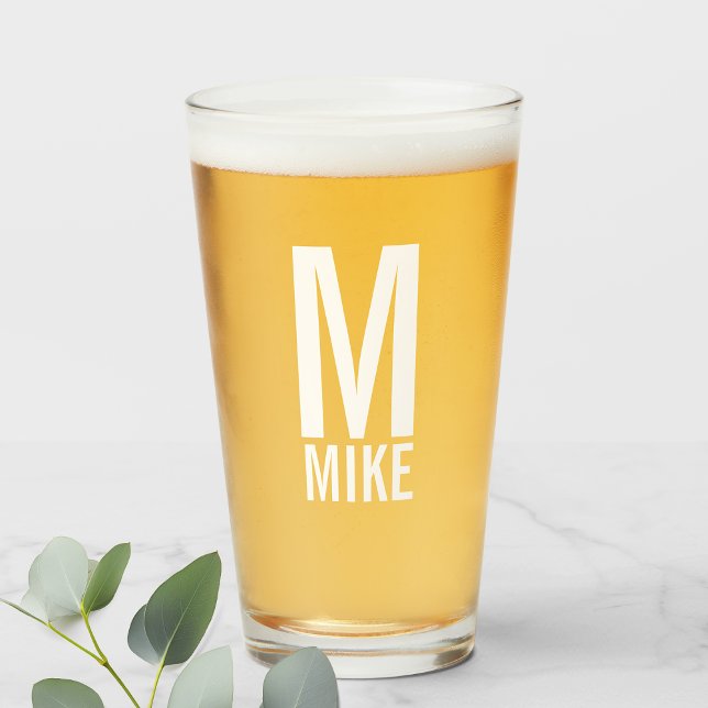Modern Personalized Monogram and Name Glass (Creator Uploaded)