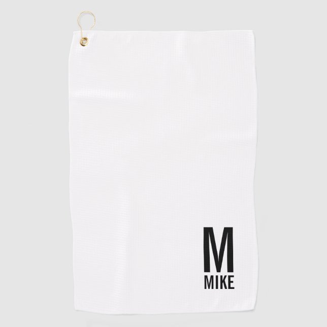 Modern Personalized Monogram and Name Golf Towel (Front)