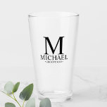 Modern Personalized Monogram and Name Groomsman Glass<br><div class="desc">Modern Personalized Groomsman Gifts
featuring personalized monogram,  groomsman's name and title in classic serif font style.

Also perfect for Best Man,  Father of the Bride and more.</div>