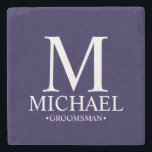 Modern Personalized Monogram and Name Groomsman Stone Coaster<br><div class="desc">Modern Personalized Groomsman Gifts
featuring personalized monogram,  groomsman's name and title in classic serif font style.

Also perfect for Best Man,  Father of the Bride and more.</div>