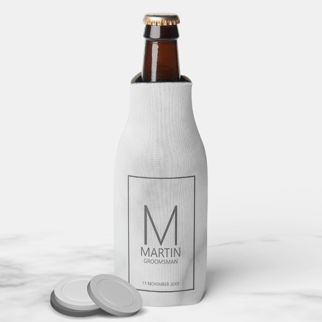 Modern Personalized Monogram and Name Groomsmen Bottle Cooler (Creator Uploaded)