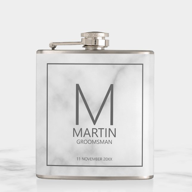 Modern Personalized Monogram and Name Groomsmen Hip Flask (Creator Uploaded)