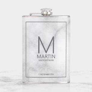 Modern Personalized Monogram and Name Groomsmen Hip Flask