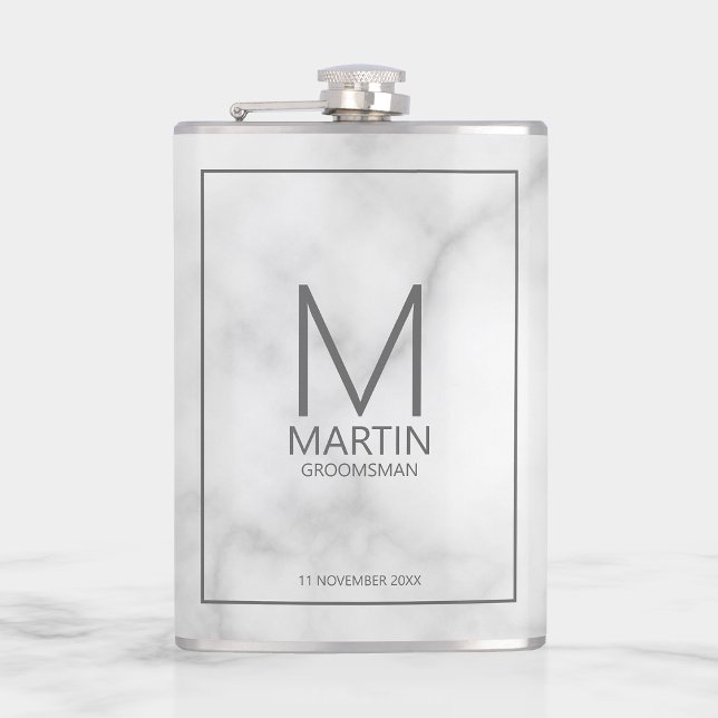 Modern Personalized Monogram and Name Groomsmen Hip Flask (Creator Uploaded)
