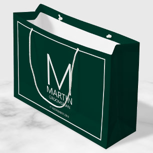 Modern Personalized Monogram and Name Groomsmen Large Gift Bag