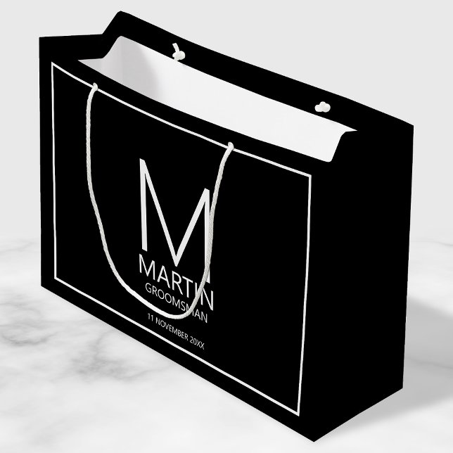 Modern Personalized Monogram and Name Groomsmen Large Gift Bag (Creator Uploaded)