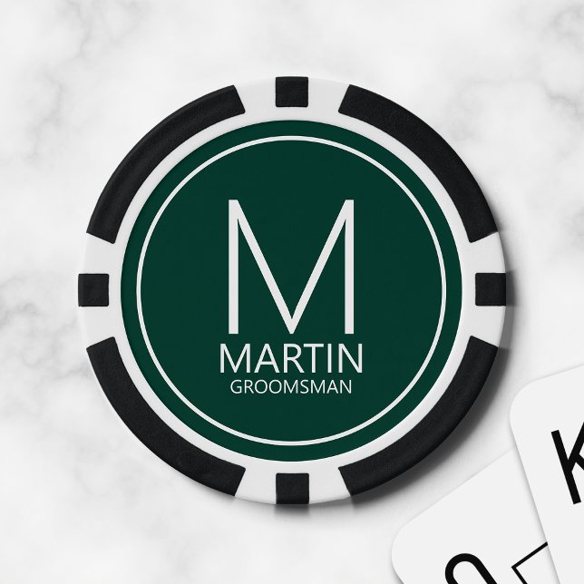 Modern Personalized Monogram and Name Groomsmen Poker Chips (Creator Uploaded)