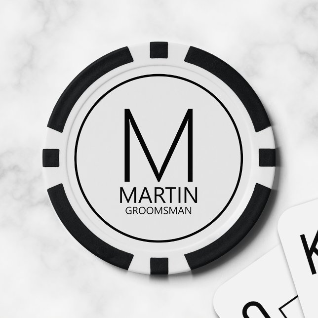 Modern Personalized Monogram and Name Groomsmen Poker Chips (Creator Uploaded)