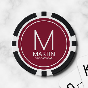 Modern Personalized Monogram and Name Groomsmen Poker Chips