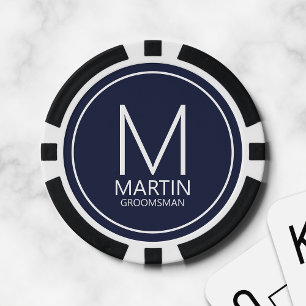 Modern Personalized Monogram and Name Groomsmen Poker Chips