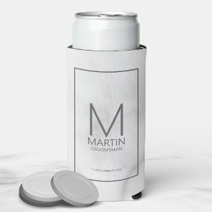 Modern Personalized Monogram and Name Groomsmen Se Seltzer Can Cooler