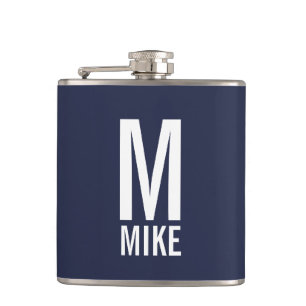 Modern Personalized Monogram and Name Hip Flask