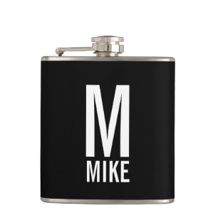 Modern Personalized Monogram and Name Hip Flask