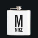 Modern Personalized Monogram and Name Hip Flask<br><div class="desc">Modern Black and White Bold Monogram Design featuring personalized monogram and name in modern bold sans serif font style.

Unique gift for dad,  husband,  grandparents,  best man,  groomsmen and more.
Also perfect as birthday gift,  holiday gift,  family reunion gift and for any special occasions.</div>