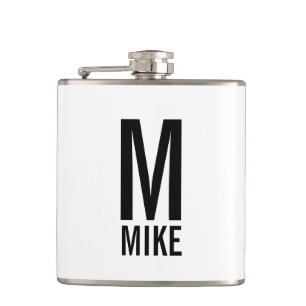 Modern Personalized Monogram and Name Hip Flask