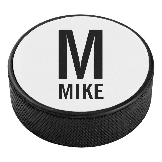 Modern Personalized Monogram and Name Hockey Puck (3/4)