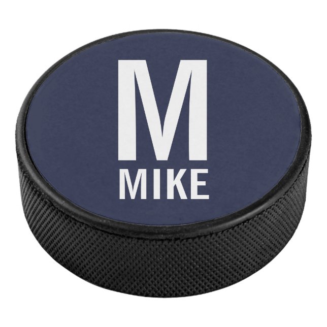 Modern Personalized Monogram and Name Hockey Puck (3/4)