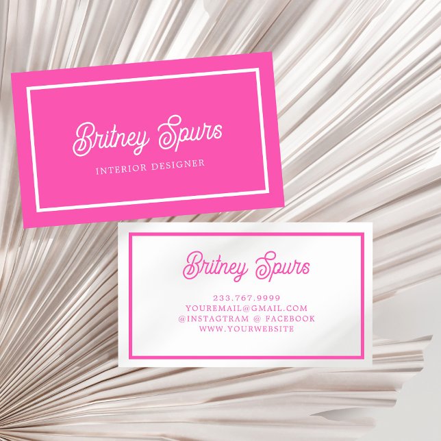 Modern Personalized Monogram and Name Hot Pink Business Card (Creator Uploaded)